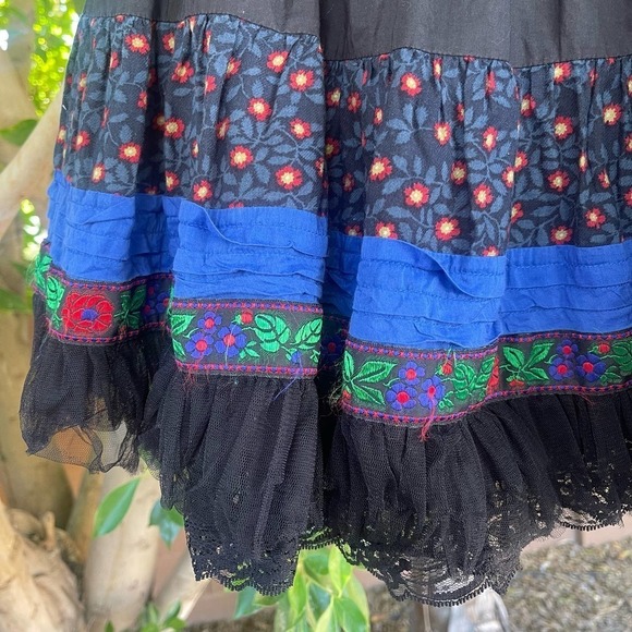 Retro Natural Elements Skirt Womens Small Black Tulle Retro Boho Western Mini - Picture 4 of 5